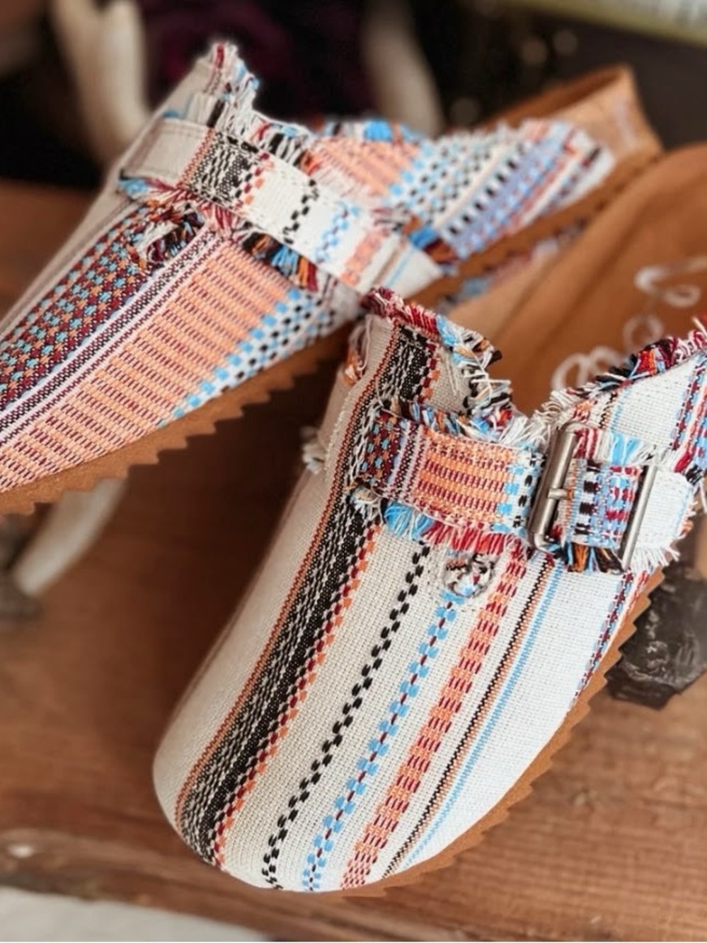 Very G boho Striped picnic slip on. Size 7. Worn once